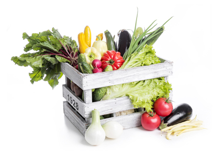 white crate with organic produce
