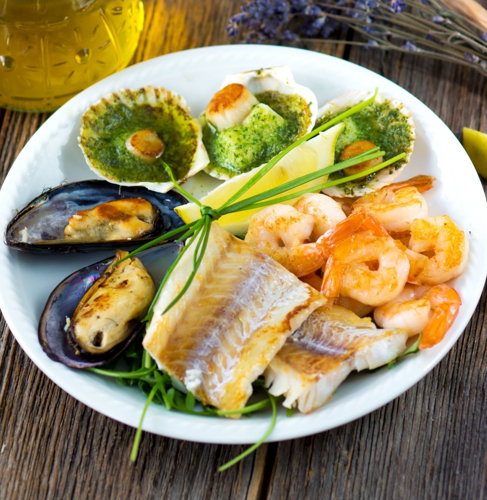 plating tips with seasonsal vegetables, fish and seafood