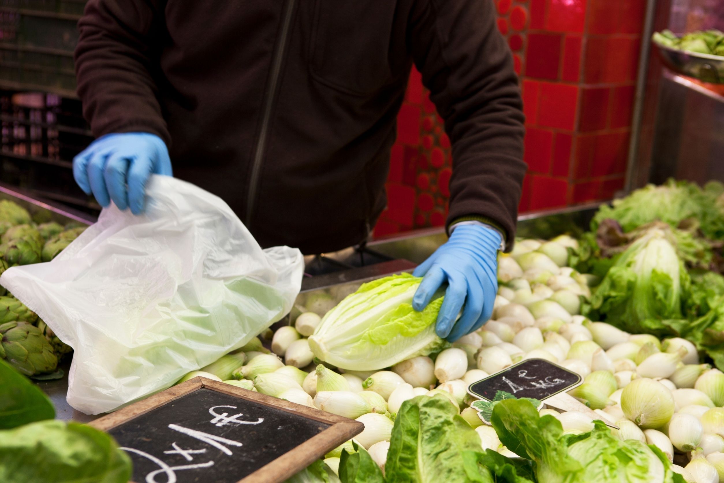 quality lettuce produce bagged in plastic bag